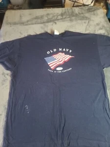 Old Navy 2000 Tshirt Vintage Y2K Bandiera Patriottica Uomo Grande Navy Manica Corta - Foto 1 di 13