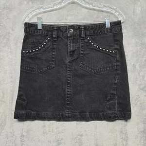 Calvin Klein Skirt Womens Sz 8 Black Denim Mini Studded Accent Pocket Casual - Picture 1 of 15