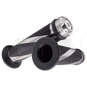 Gray CNC Twist Hand Grip 7/8" Universal Grippy Handle Bar 22mm Left Right Front - Picture 1 of 3