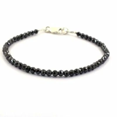 RARE 4 mm 7.5 Inch Black Diamond Bracelet Carbonado Earth Mined AAA Certified - Image 1 of 4