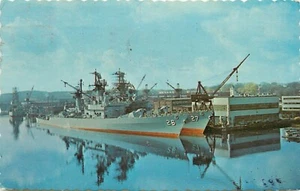 Bath Iron Works Bath Maine Battleships Naval Ship Kennebec River 1965 Postcard - Picture 1 of 2