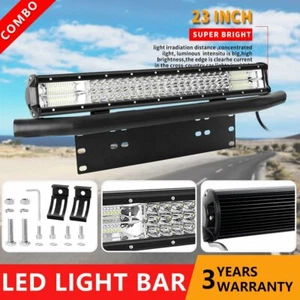 23inch LED Light Bar Combo w/ 23'' Number Plate Frame Mount Bracket Off-road 4WD - Picture 1 of 12