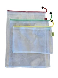 Juego de 3 bolsas premium lavables de malla reutilizables Earthwise nuevas sin etiquetas - Imagen 1 de 4