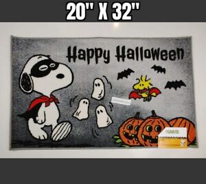 Peanuts Snoopy Happy Halloween Ghosts Fall Decorative Accent Rug Mat 20" X 32"