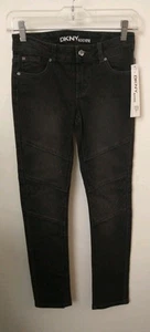 DKNY YOUTH GIRL'S ROCKER ADJUSTABLE WAISTBAND JEGGINGS BLACK JEANS, SIZE 12 - Picture 1 of 5