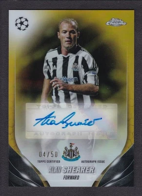 2024 ALAN SHEARER 04/50 AUTO TOPPS CROMO UEFA CHAMPIONS LEAGUE ORO AUTÓGRAFOS Foto 1 de 2