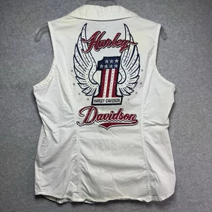 Harley Davidson Top Chaleco Mujer Grande Sin Mangas Cremallera Adornado Patriótico - Imagen 1 de 11