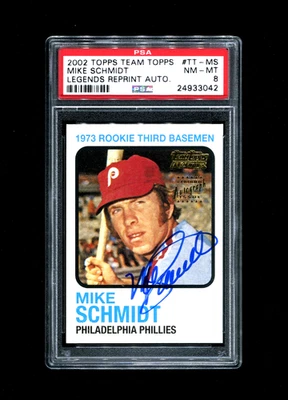 Topps Team Topps Legends 2002 reimpresión autógrafo Mike Schmidt #TT-MS PSA 8 casi nuevo-como nuevo Foto 1 de 3