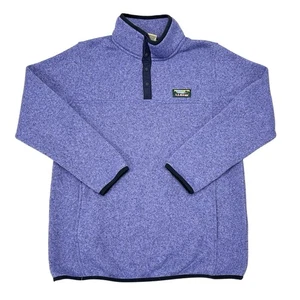 LL Bean Sweater Fleece Girls Large Purple Snap Button Pullover Youth Sweatshirt - Picture 1 of 9