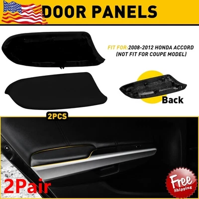 Juego de 2 reposabrazos panel puerta negro cuero PU para Honda Accord 2008-2012 sedán LR Foto 1 de 4