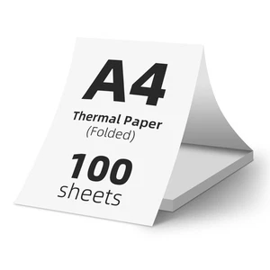 100 feuilles Papier thermique A4 pliable Papier imprimante thermique sans BPA... - Afbeelding 1 van 7