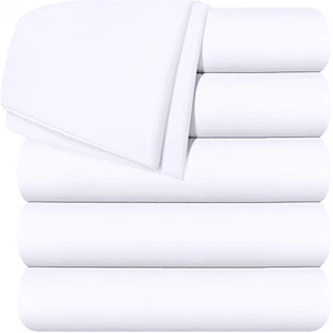 Pack of 6 Soft Brushed Microfiber Fabric Shrinkage Fade Resistant Top Sheet - Picture 1 of 7