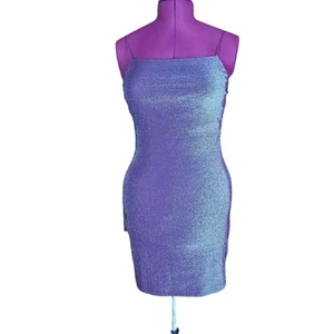 Vintage City Triangles Mini Dress Metallic Purple To Silver Change Women Size M - Picture 1 of 6