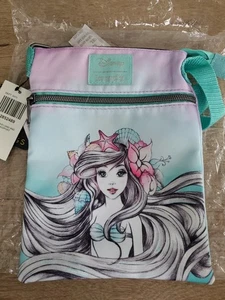 Loungefly Disney The Little Mermaid Ariel Crossbody Bag Passport Watercolor Tags - Picture 1 of 3
