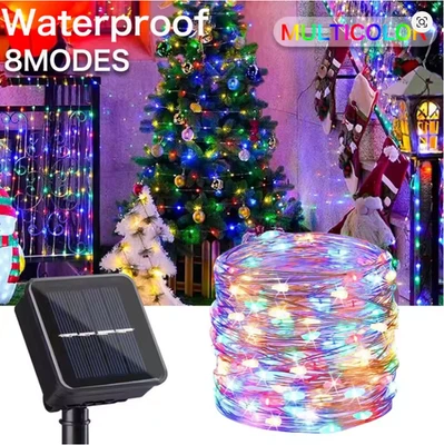 Solar Christmas Lights Outdoor 66ft 200 LED Solar Fairy Lights String Xmas Tree - Image 1 of 4