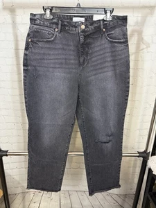 Jeans cortos rectos Loft. Tiro alto, ajuste curvilíneo. Envejecido. Talla 10.  Negro, nuevo con etiquetas - Imagen 1 de 5