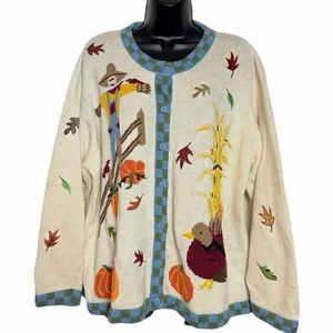 QUACKER FACTORY FALL SWEATER THANKSGIVING TEACHER GRANDMA COTTAGECORE PLUS SZ 2X - Picture 1 of 6