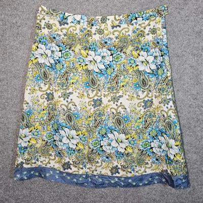 Saia Midi Old Navy 100% Seda Floral Paisley Vintage Boho Cottagecore Feminina 12 - Imagem 1 de 4