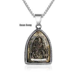 Stainless Steel Retro Buddhist Pendant Necklace Men Women Buddha Lucky Amulet - Picture 1 of 32