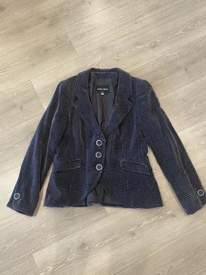 GIORGIO ARMANI Blazer 格子黑色灰色女式 46 码全新带标签! — 第 1/4 张图片