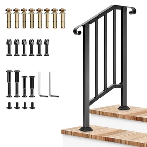 Handlauf 2 Stufen Treppenhandlauf, 26" x 36" passend für 1 bis 2 Stufen, Schmiedeeisen - Bild 1 von 7