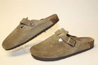 Zuecos Birkenstock Boston de gamuza topo hechos en Alemania para mujer talla 9 R 40 para hombre 7 zapatos Foto 1 de 4