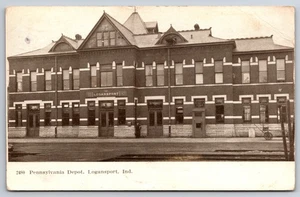 Pennsylvania Railroad Depot Logansport Indiana IN 1907 Postcard - Picture 1 of 2