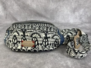 SakRoots PEACE Black and White Travel Hip fanny belt pack Crossbody BoHo - Picture 1 of 9