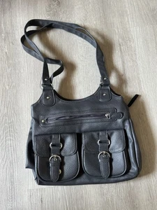 Umhängetasche grau Leder  - Bild 1 von 3