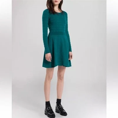 Sandro Crew Neck Mini Dress - Green Dresses Clothing Size 1 - Image 1 of 4