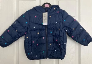 NEW George Girls Navy Star Print Padded Shower Resistant Coat Size 12-18 Months - Picture 1 of 4