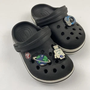 Crocs Clog Sandals Toddler Kids Size C 7 Navy Blue Slip On Comfort W/Jibbets - Picture 1 of 11