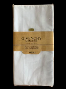 Vintage Givenchy Monsieur Handkerchiefs Quantity 3 Korea Permanent Press Paris - Picture 1 of 4