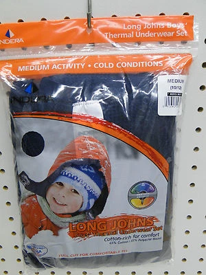 Conjunto de ropa interior térmica larga Johns Indera Mills azul marino M 10-12 para niños Foto 1 de 2