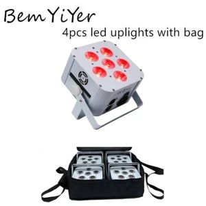 4pack Battery LED Par Uplighting w/bag Wireless DMX IR 6x18W 6in1 for DJ Wedding - Picture 1 of 19