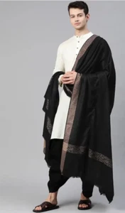 Pashmina Scarf Wrap Shawl, Paisley Black Brown Silk Cashmere,Soft Stole 40X80" - Picture 1 of 4