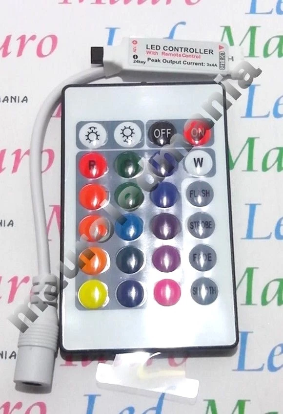 Telecomando Wireless Led  Controller Dimmer Bobina Led RGB Con 12V 24V 16 Colori - Immagine 1 di 1