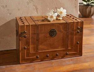 Truhe Deko-Truhe Kiste Holztruhe Box Aufbewahrung Stauraum 62x34x36 Landhauswelt - Bild 1 von 7