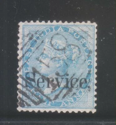  INDIA QUEEN VICTORIA 1873, 1/2An. BLUE SG022 (DIE II) USED STAMP. - Image 1 of 2