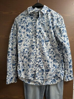 SIZE M MICHAEL KORS Men's Long Sleeve Blue & White Casual Shirt INVPV3299 - Image 1 of 3