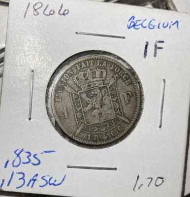 1867 Belgium 1 Franc Silver Coin - Léopold II L'Union Fait La Force KM#28 .835 - Image 1 of 4