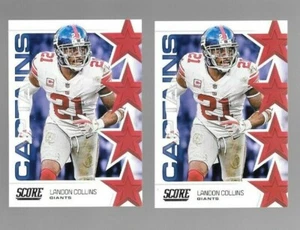 2019 SCORE NFL FOOTBALL #C-16 LANDON COLLINS CAPTAINS INSERT LOT OF 2,GIANTS - Picture 1 of 1