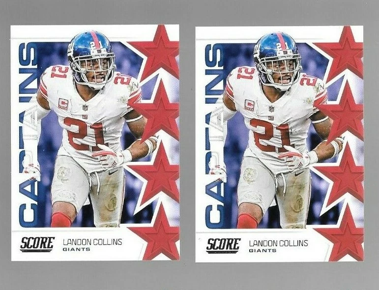 2019 SCORE NFL FOOTBALL #C-16 LANDON COLLINS CAPTAINS INSERT LOT OF 2,GIANTS - Image 1 of 1