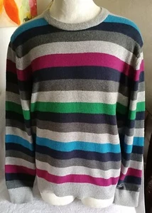 Tommy Hilfiger Mens Multi Colored Stripe Pullover Lux Cotton Sweater Sz L - Picture 1 of 12