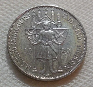 1929 E GERMANY 3 REICHSMARK SILVER COMMEMORATIVE COIN AU-UNC - Picture 1 of 2