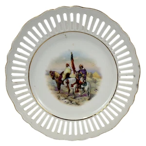 Vintage Moroccan Porcelain Decorative Plate with Hand-Painted Desert Riders Scen - Picture 1 of 5