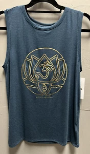 $ 58 Neu mit Etikett Spiritual Gangster Marke einfarbig blau Stretch Grafik Lotus Chakra Tank - Bild 1 von 4