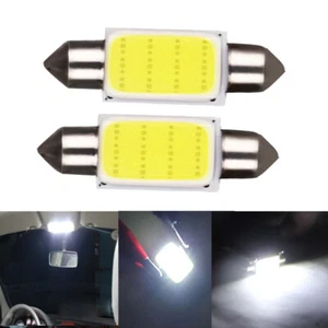 2pcs White COB 39mm Festoon LED Interior Dome Reading Light Car Xenon Lamp Bulbs - Picture 1 of 12