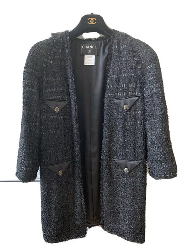 Chanel 07A Cappotto giacca in tweed nero