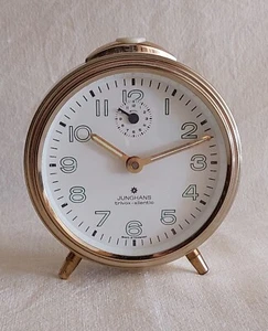 Junghans Wecker vintage cremeweiß/goldfarben 9 cm Durchmesser guter Zustand - Bild 1 von 4